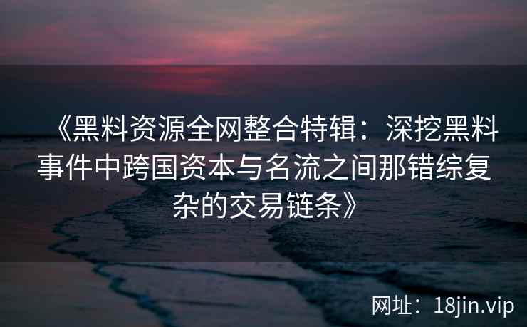 《黑料资源全网整合特辑：深挖黑料事件中跨国资本与名流之间那错综复杂的交易链条》